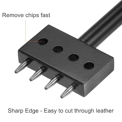 Miniatura 3 de uxcell Herramienta perforadora de cuero de 4 puntas de 0.315in con punta de acero de 0.315in, cincel para costura de cuero para manualidades