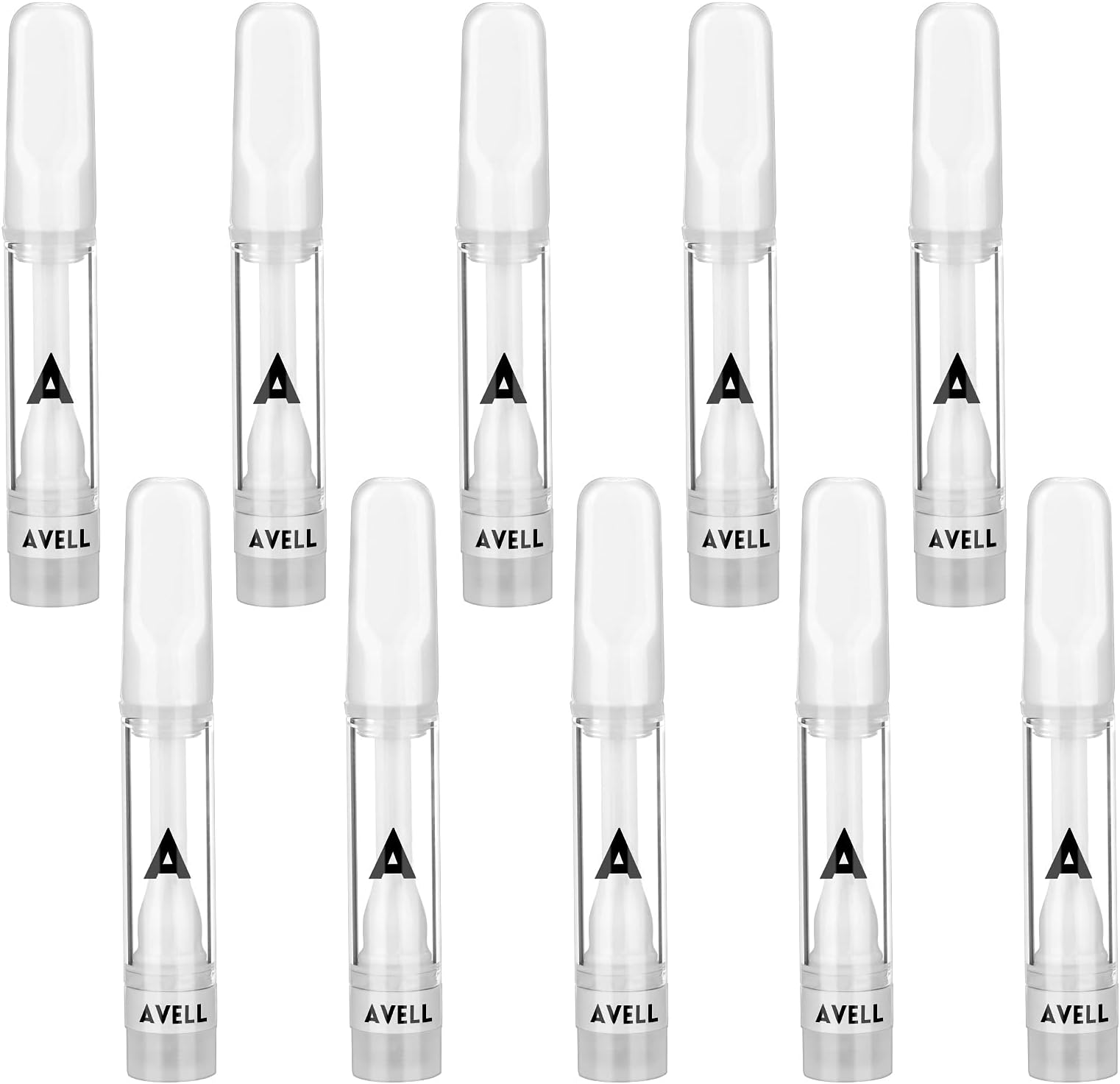 Avell 10X 1.0ml Full Ceramic Carts Easy to Fill Storage Tubes for Liquids Lab Test + Plastic Tube