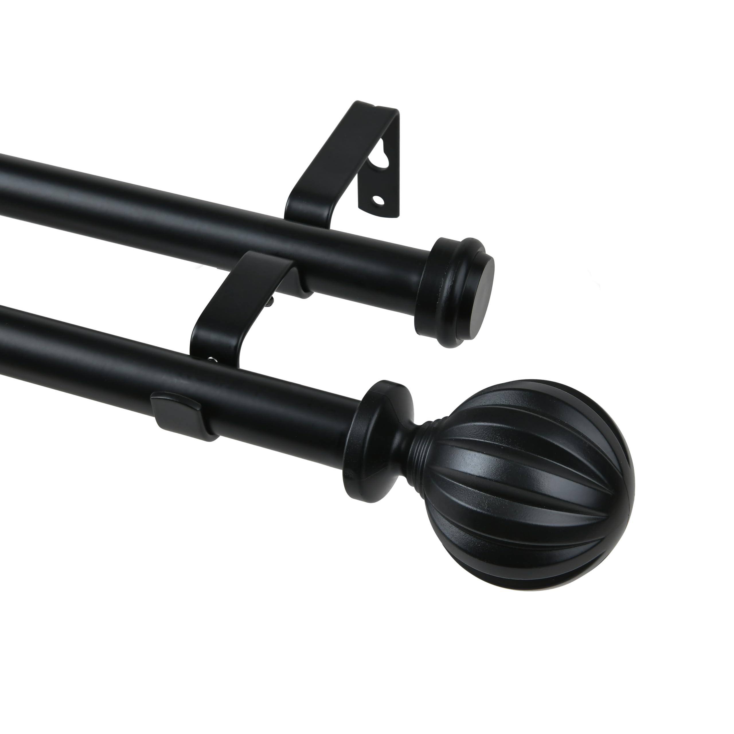 Photo 1 of Double Curtain Rod with Round Ball Finials?3/4-Inch Diameter,Adjusts Rod Length from 30 to 126 Inch,Black