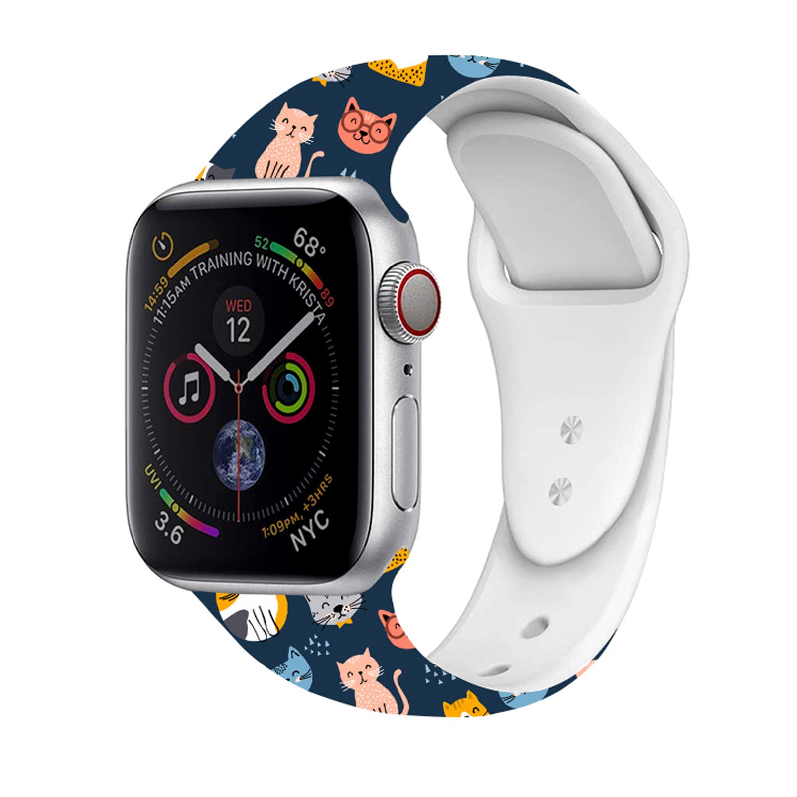 Pasek do zegarka kompatybilny z Apple Watch 38 mm, 40 mm, 41 mm, 42 mm, 44 mm, 45 mm, 49 mm, dla kobiet i mężczyzn, regulowany, miękki, silikonowy