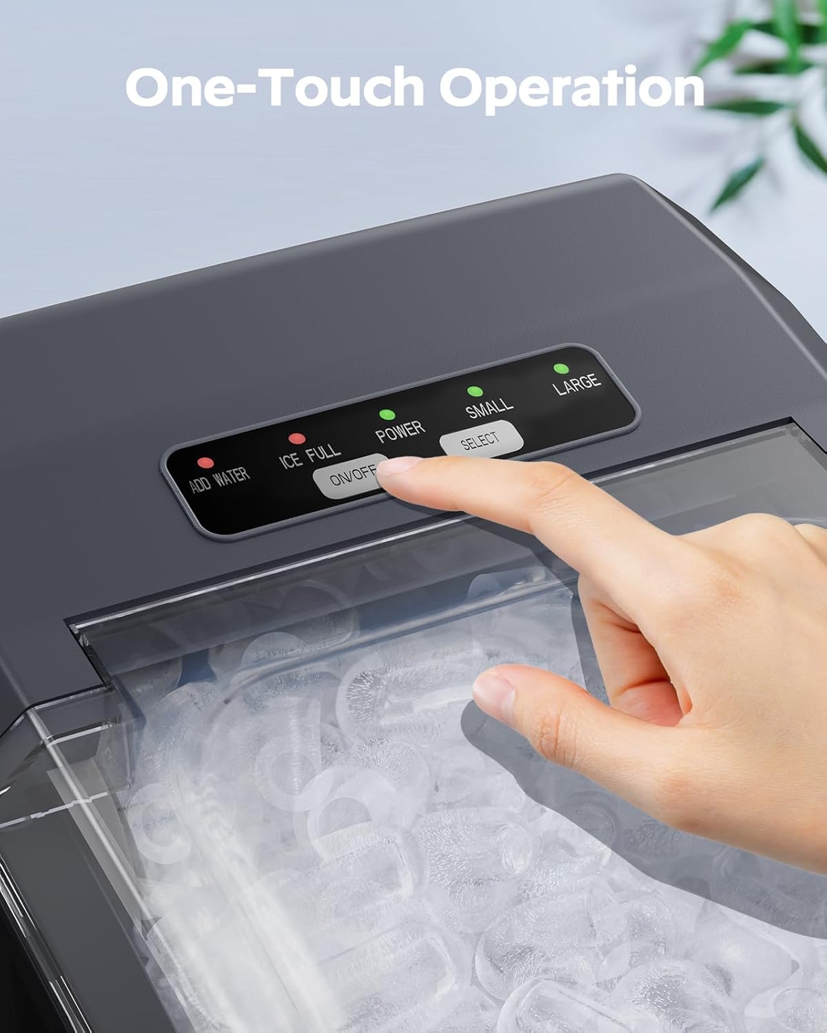 Ice Maker Countertop, 9 Cubes Ready in 6 Mins, 26 lbs per Day, Ice Machine with 2 Ice Sizes and Self-Cleaning, Portable Ice Maker with Handle for Home, Kitchen, Camping, RV, Office, Black