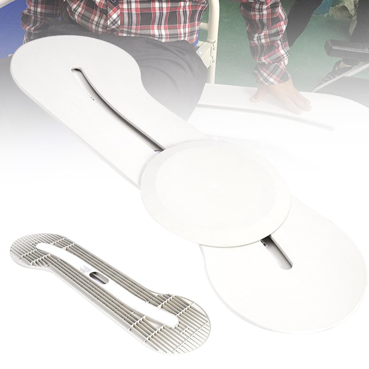 Planche de transfert coulissante pour personnes handicapées et personnes âgées, design incurvé pour un transfert facile du fauteuil roulant au lit, aux toilettes ou à la voiture – Favorise une