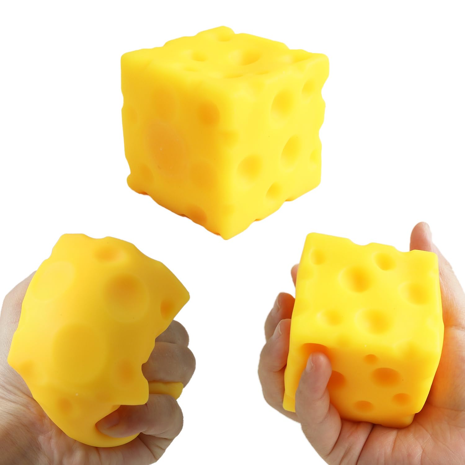 Cheese Squeeze Toy, Soft Novelty Toy, Fake Cheese Stress Relief Fidget Toy, Help for Relax, Focus, Autism, ADHD, Durable Toy (1Pc Block Shape)