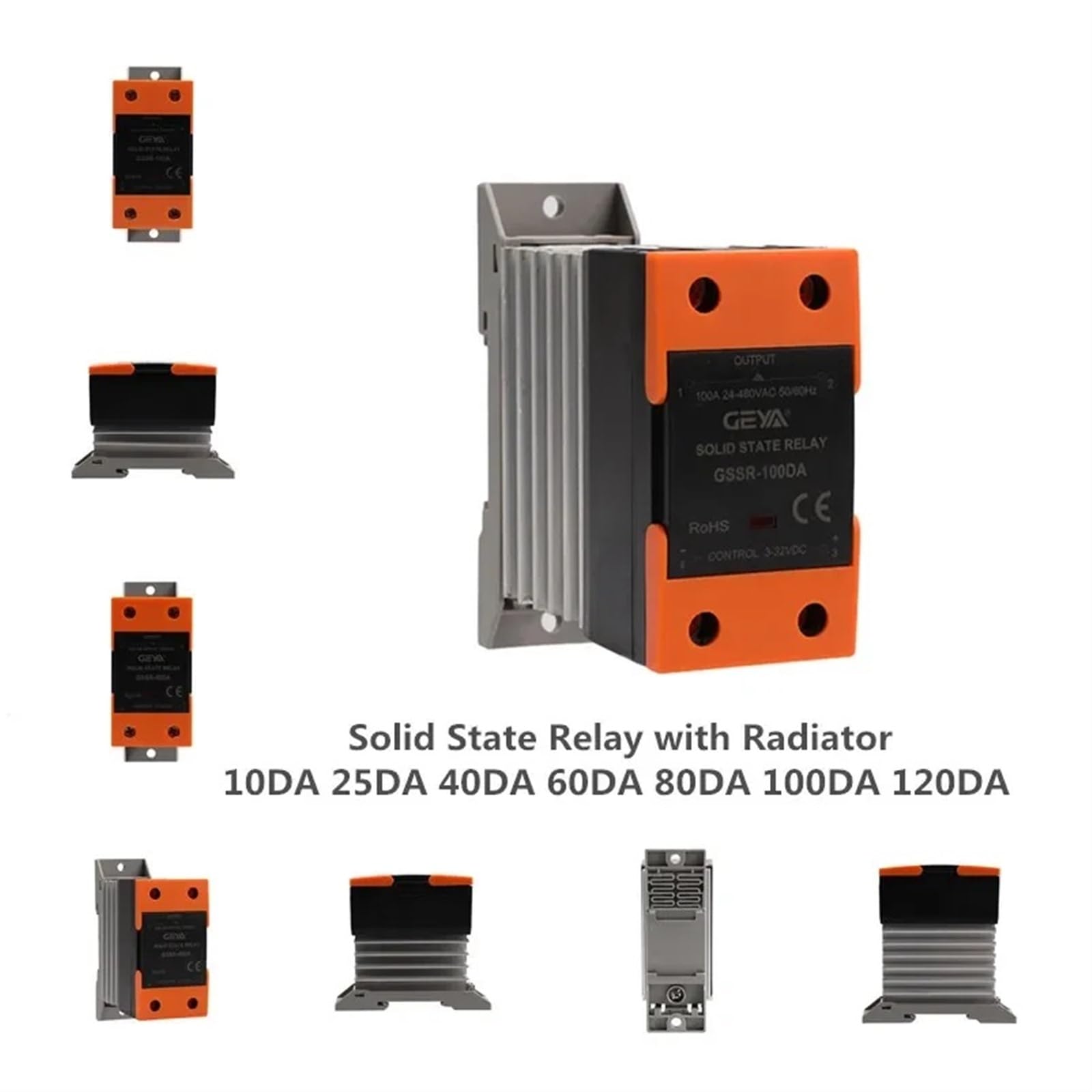 Relé de estado sólido con radiador SSR 10DA 25DA 40DA Control CC CA monofásico SSR montaje en carril Din monofásico (Color : DC to AC, Size : 40A)