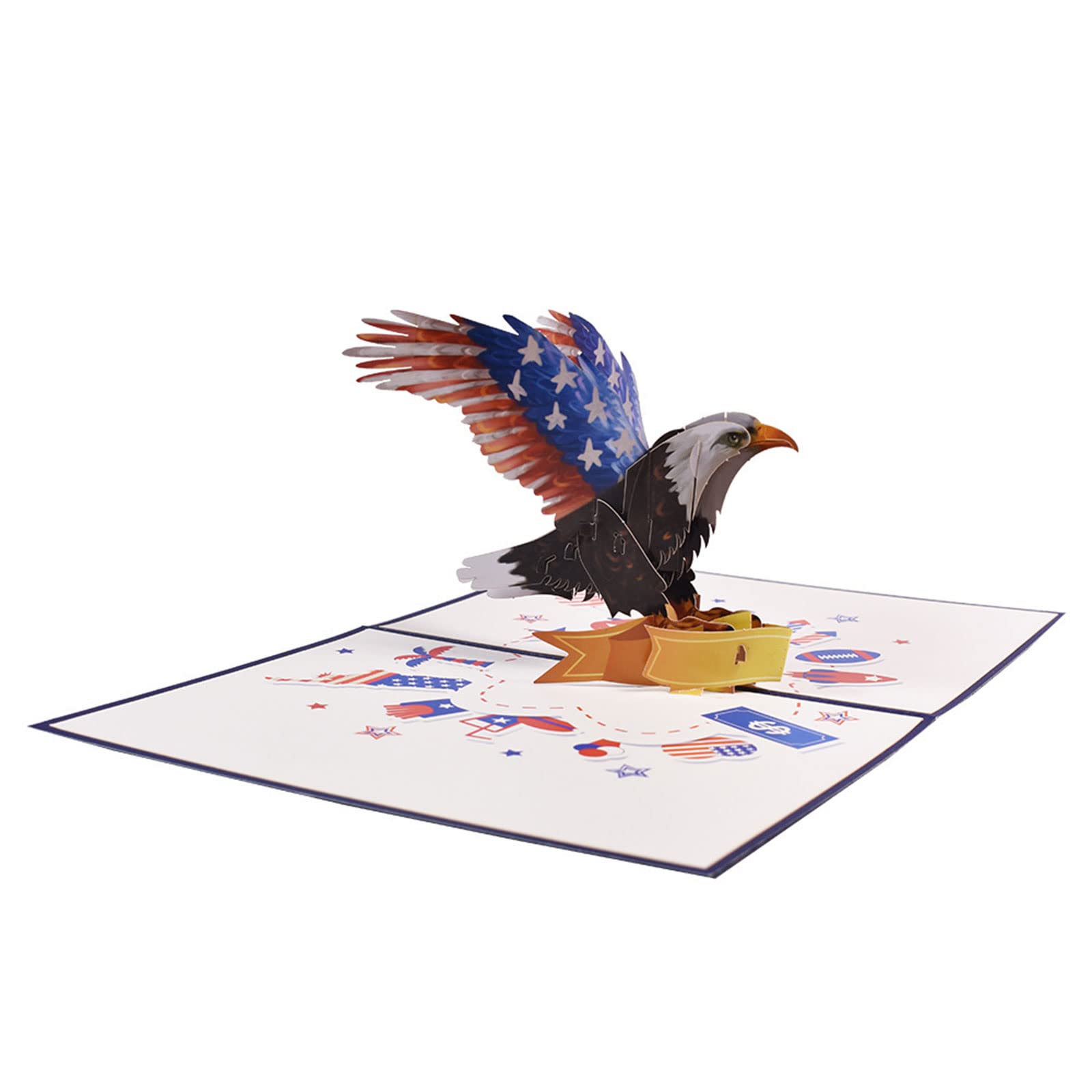 Tsophreniq 3D Bald Card with Envelope Flag Greeting Cards Independence Day Festival Party Supplies Message with Envelopes Gifts