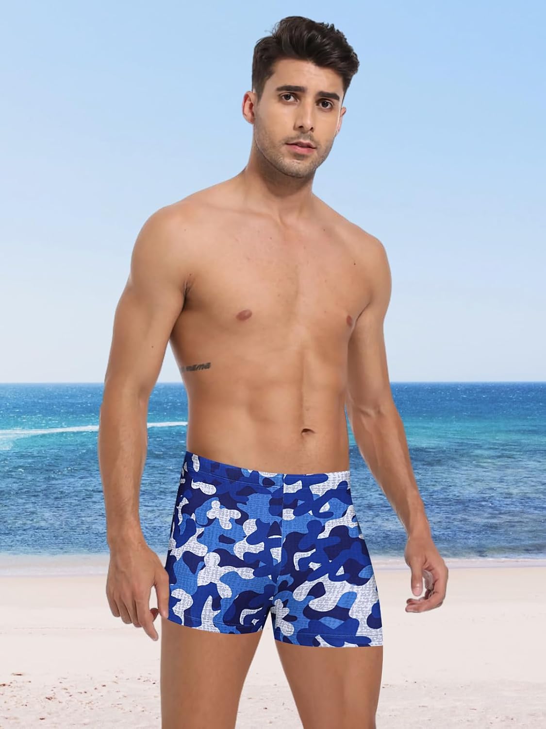 Men's Square Leg Swimming Jammer Shorts UPF50+,Men Swimsuit Swim Jammers Fabric Shape Retention - Image 4