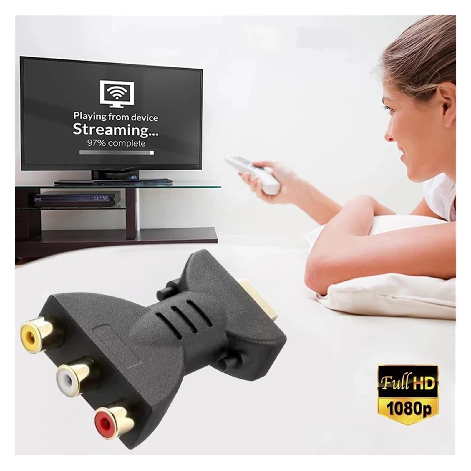 Adaptador RCA a HDMI 1080P AV Converter para TV Box DVD Player
