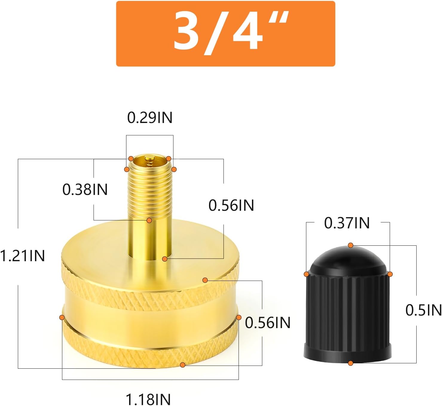 GASHER 5PCS Schrader Valve 3/4" GHT Female, Brass Tire Inflation Valve for Garden Hose, Winterize Blow Out Adapter for campers, motorhomes and travel trailers