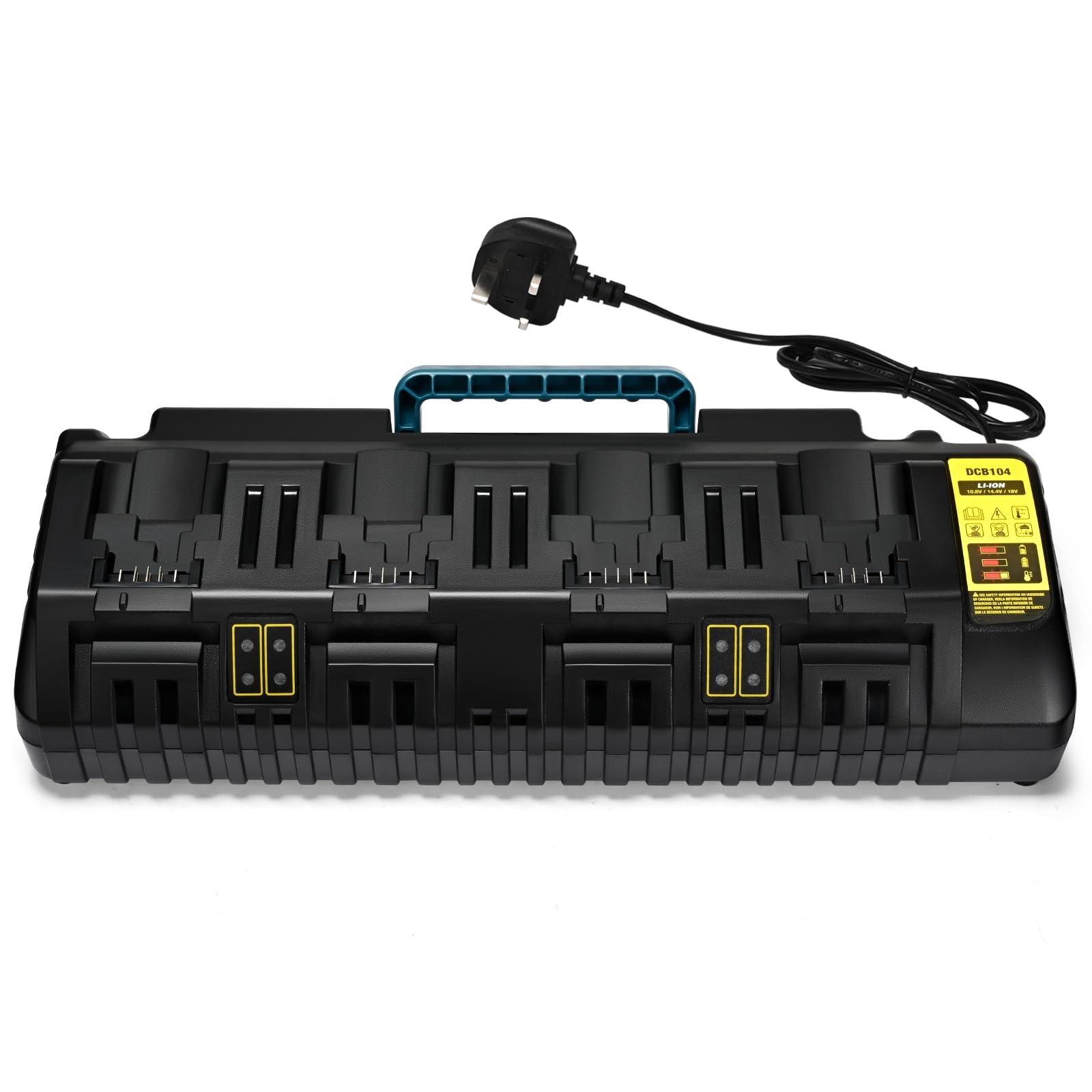 4-Ports Battery Charger Replacement Compatible with Dewalt 12V/18V/20V Lithium Batteries, Fast and Smart Charging Indicator Compatible with DCB Series Lithium Batteries, Overheat/Overcharge Protection