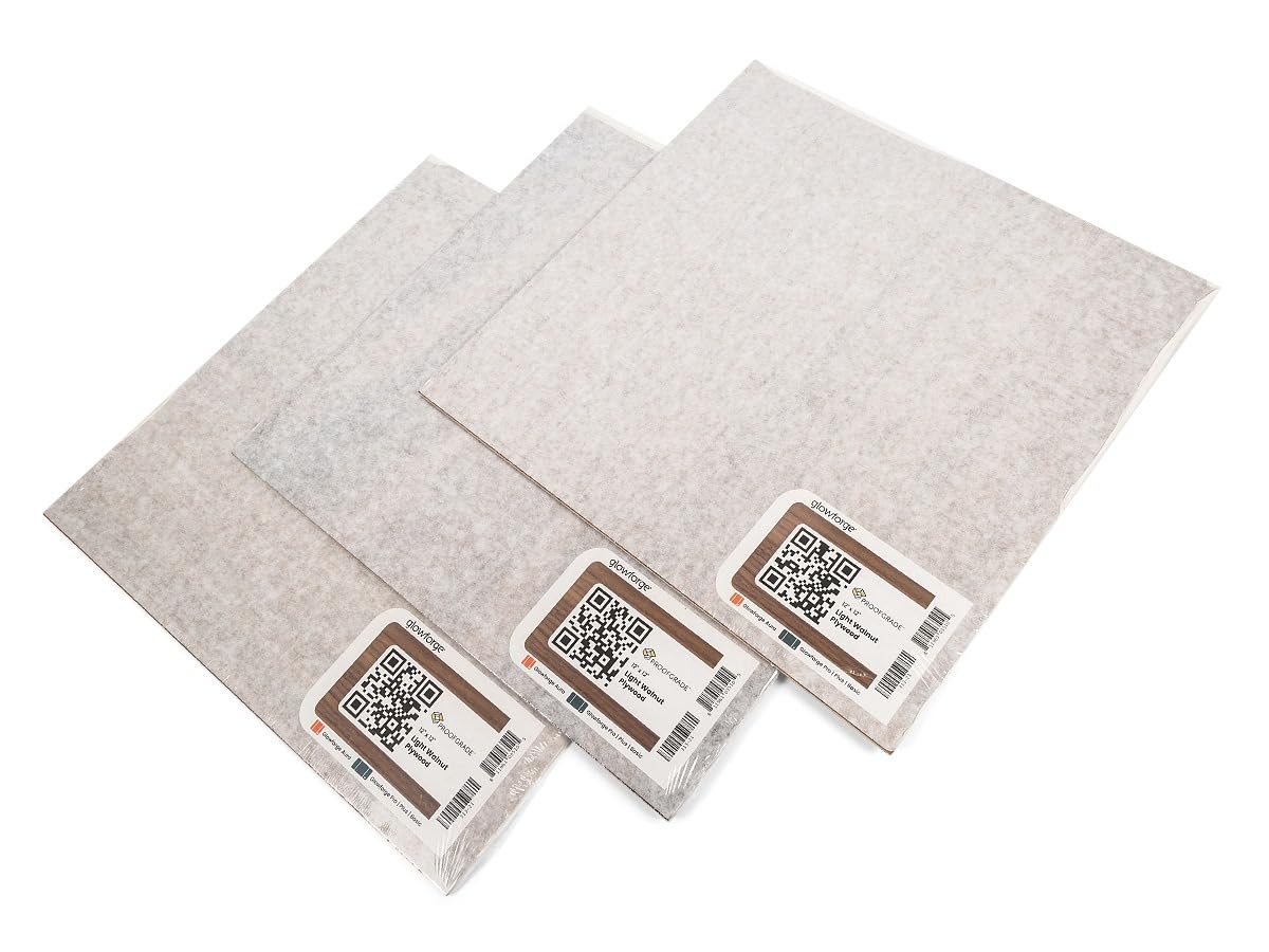 Glowforge Proofgrade Light Walnut Plywood Sheets - 12" x 12" (3Pack) — image 1