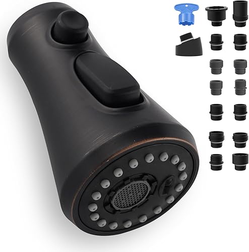 Hygie Rinse Cabezal rociador extraíble para grifo con 3 funciones, repuesto de cabezal de grifo con 9 adaptadores compatibles con cabezal de grifo