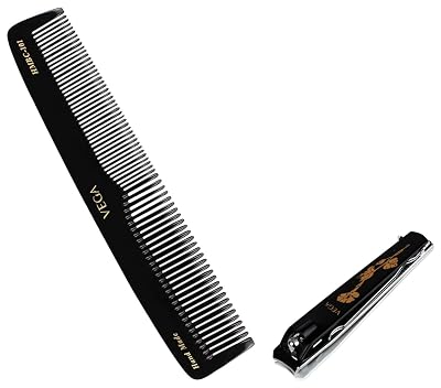 Vega Graduated Dressing Comb, 9-inch, Black & VEGA Large Nail Clipper (Black) (LNC-03)