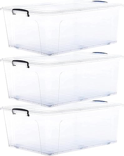 Miniatura 54 de Superio Cajas de almacenamiento transparentes con tapas, contenedores de plástico de 2.5 cuartos de galón para organizar, cajas apilables, sin BPA,
