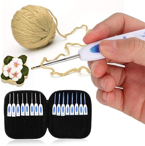 Miniatura 9 de Tgoon Juego de ganchos de ganchillo, ganchos de ganchillo de aluminio blanco hechos de plástico y metal, herramienta de tejer bricolaje gancho de