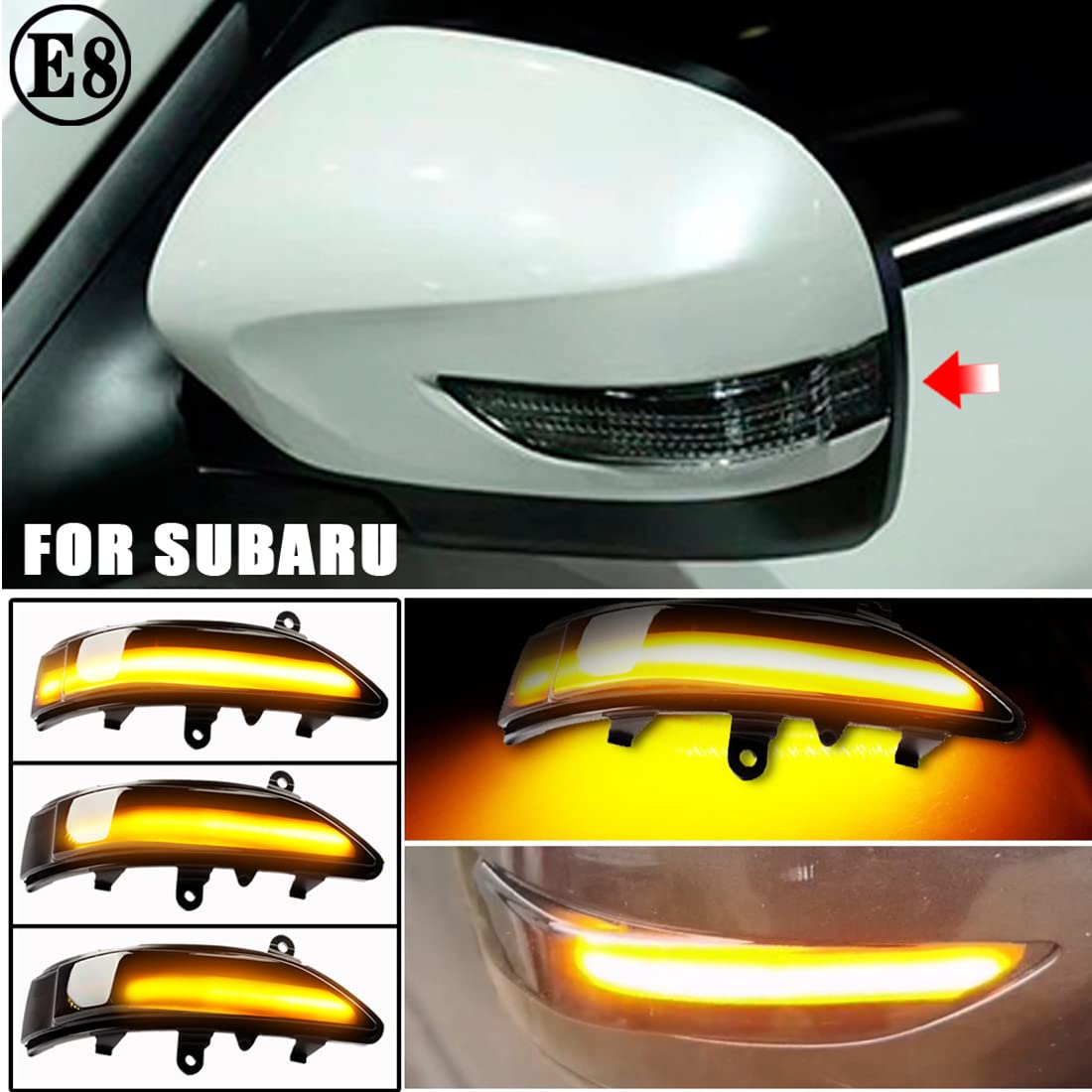 Dynamiczny kierunkowskaz Lusterko wsteczne Przydymione soczewki Kierunkowskaz Kierunkowskaz LED Turn Singal Migacz Kompatybilny z Subaru Outback Legacy 2008-2011