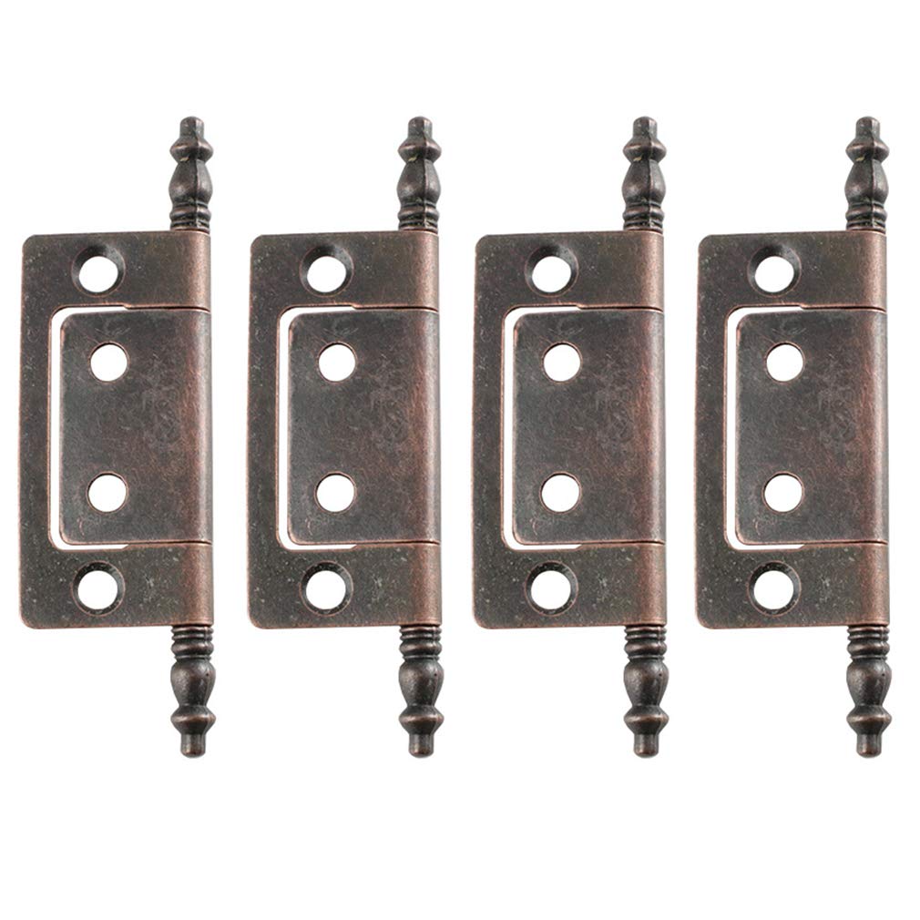 Cutoop Red Bronze 4Pcs Vintage Alloy Antique Bronze Bearing Hinges Crown Head Internal Doors Bookcase Cabinet Metal Casement Hinge Furniture Accessories, Smooth & Mute Movement