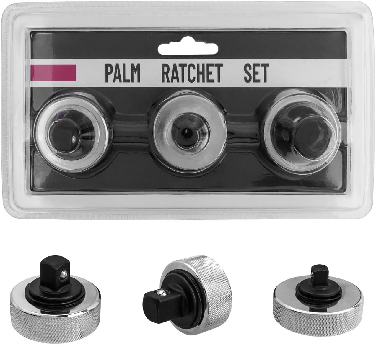 Treki 3PCS Mini Llave de Carraca de Rueda Llave de Trinquete Reversible Mini Llave de Tubo de Trinquete 1/4 "3/8" 1/2" Palma de Trinquete de Dedo Reversible Llave de Trinquete de Acero Entero
