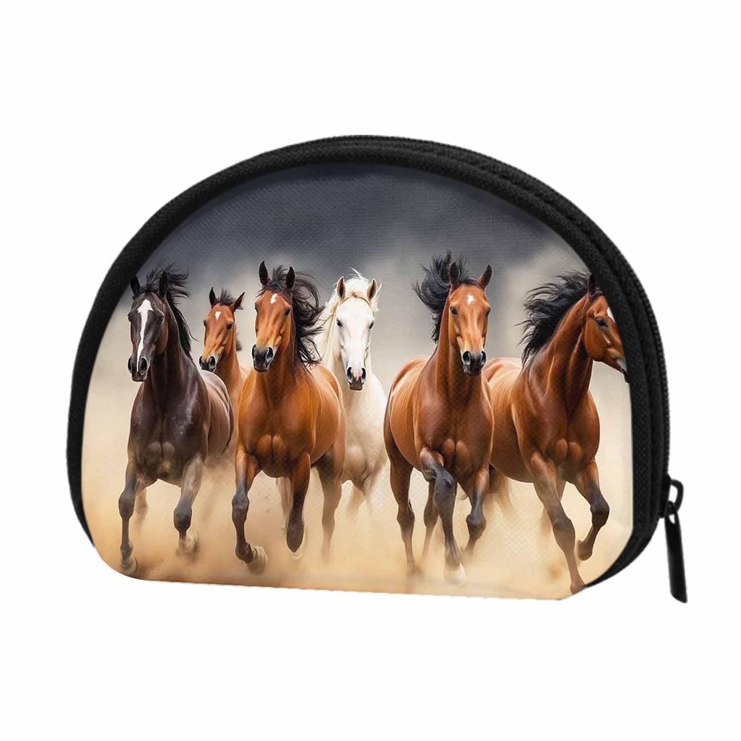 IBILIU Small Coin Purse Masculine Running Horses Southwestern Mini Wallet Coin Pouch Change Purse For Women Men