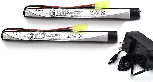Miniatura 6 de Paquete de 2 baterías NiMH planas de Airsoft de 8.4 V 1500 mAh con mini conector Tamiya y cargador de equilibrio compatible con pistolas de Airsoft