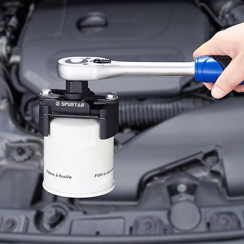 Miniatura 7 de Spurtar Llave de filtro de aceite ajustable de 2-38 a 3-18 pulgadas 2.362-3.150 in, herramienta universal de extracción de filtro de aceite de 12