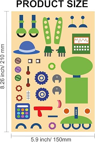 Miniatura 2 de Konsait 48 hojas de calcomanías de robot para niños, haz tu propio robot, perfecto para niños, niñas, fiestas de cumpleaños, recompensas escolares