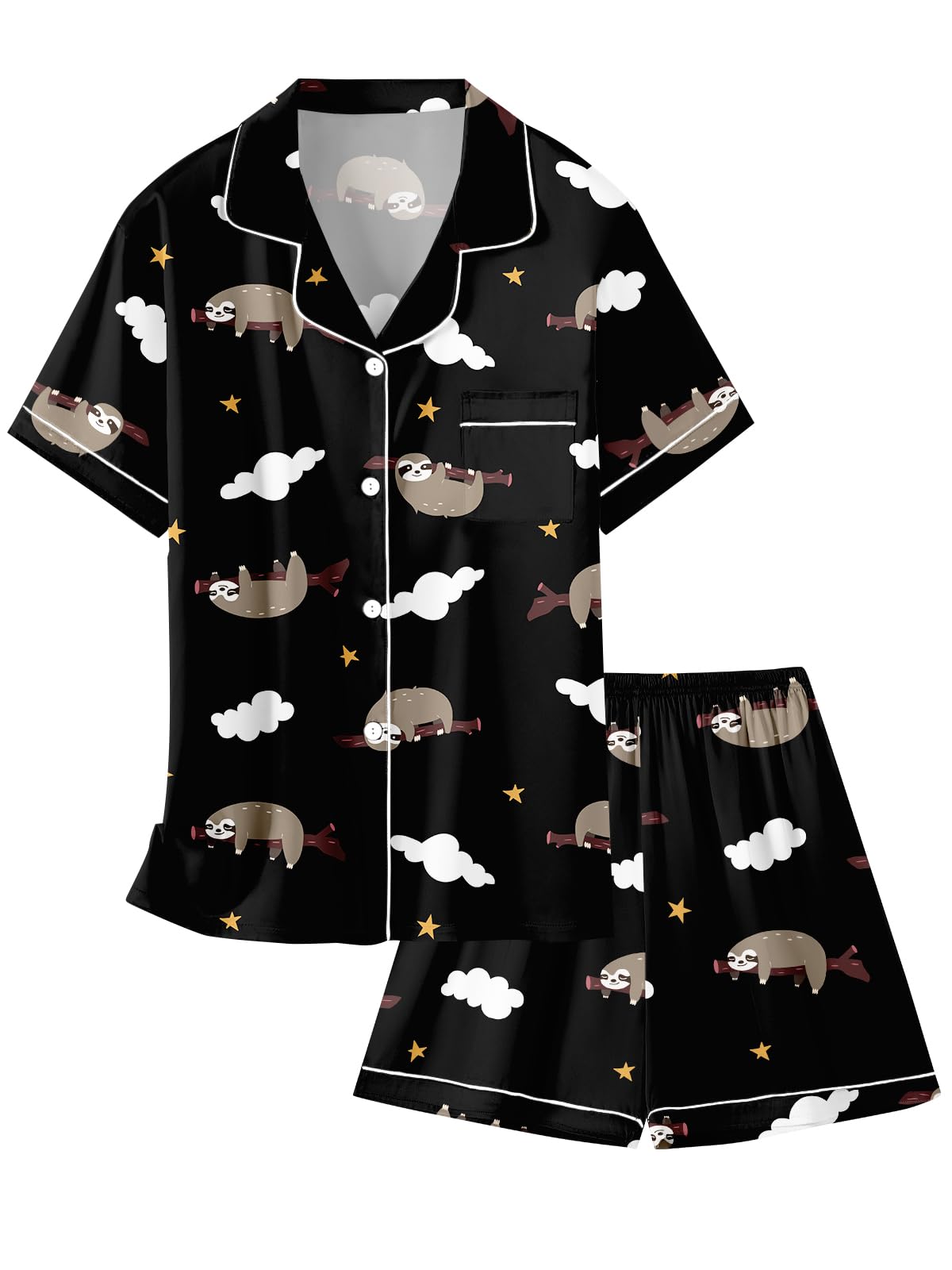 Girls &amp; Womens Satin Pajamas Set, Silk Button-Down Sleepwear 2 Piece Nightwear, 3 Years - Women XXL