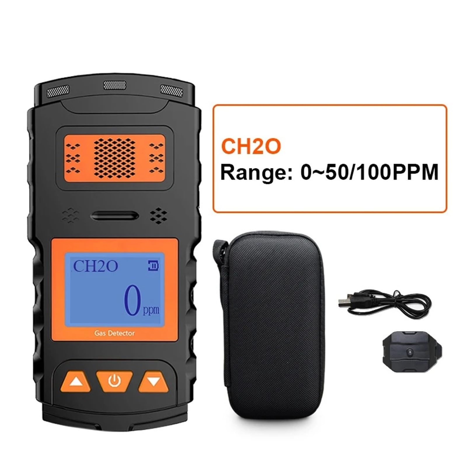 Rilevatore portatile multigas EX O2 H2S CO con display LCD, misuratore di gas con luce e suono ricaricabile for lavoro e casa Interno/esterno(CH2O)