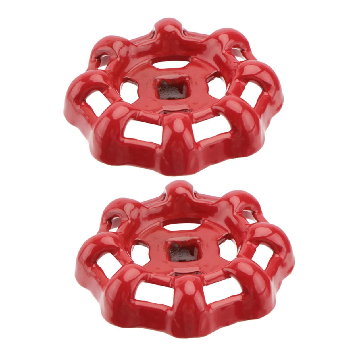 WOONEKY Decorative Gate Valve Handle Red Metal Hand Wheel Valve Replacement Handle Set