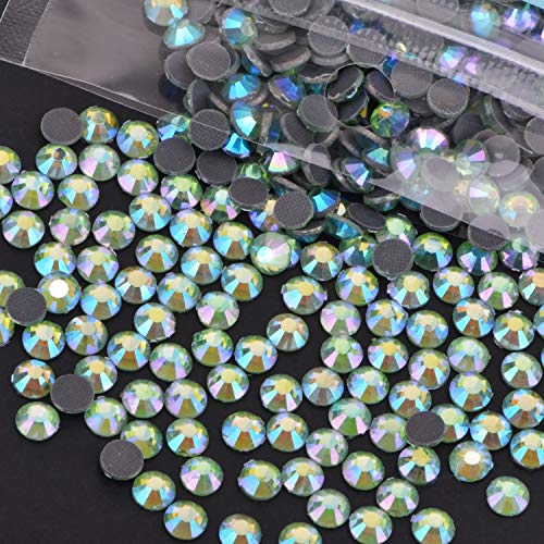 Image of 1000 Pieces Hot Fix Glass Flatback Rhinestones HotFix Round Crystal Gems (Green AB, SS20)