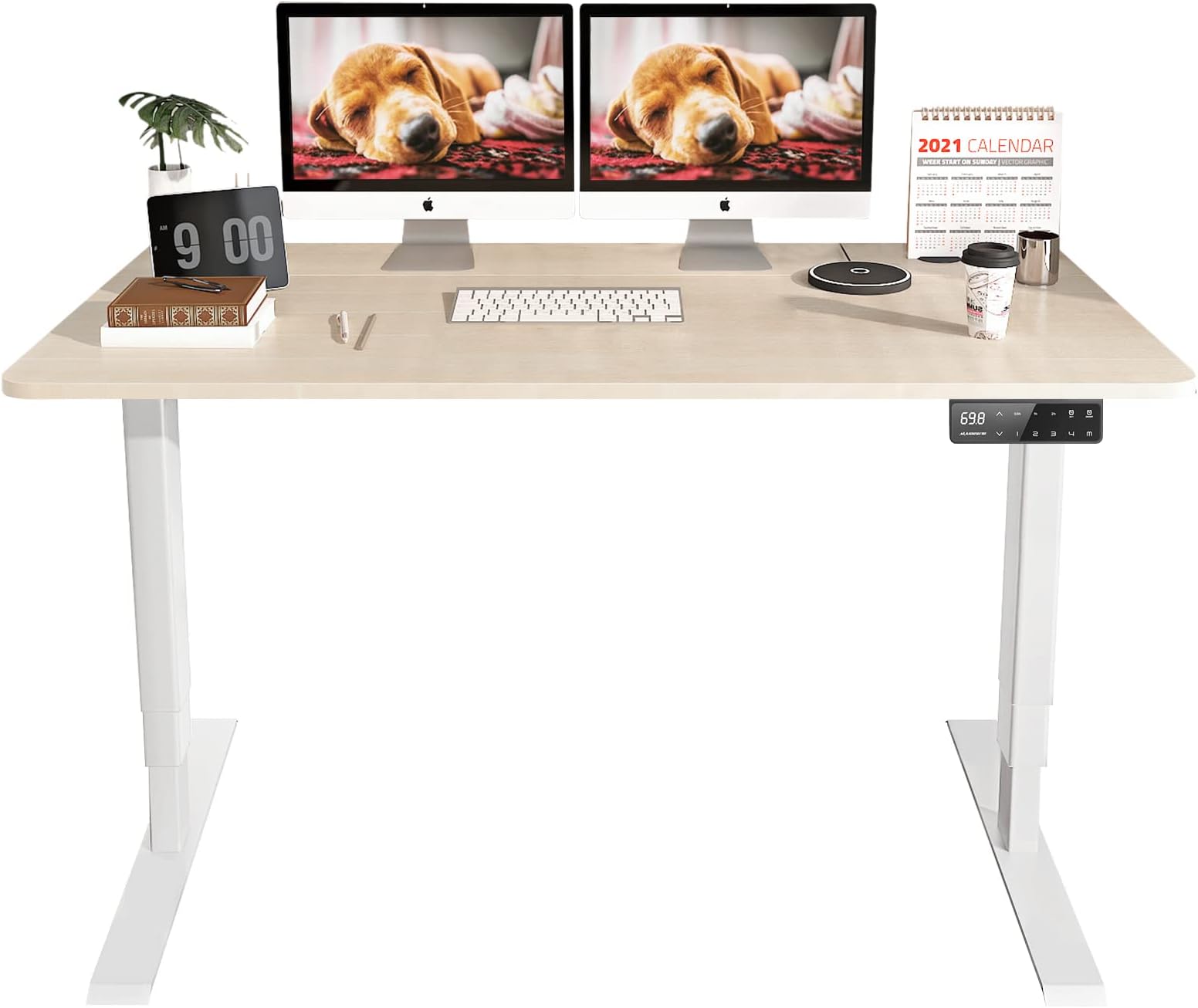 MAIDeSITeHeight Adjustable Electric Standing Desk Dual Motors 3 Legs with Automatic Memory and Intelligent LED Display, 120 * 60 * 2.5 Stand Up Desk S2 Pro Plus