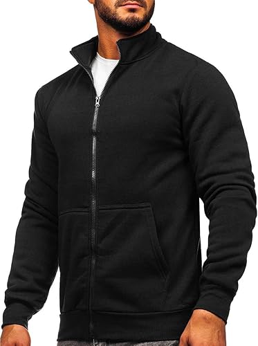 Miniatura 2 de Chaqueta deportiva con cremallera completa para hombre, sudadera con cuello alto, casual, manga larga, con bolsillo