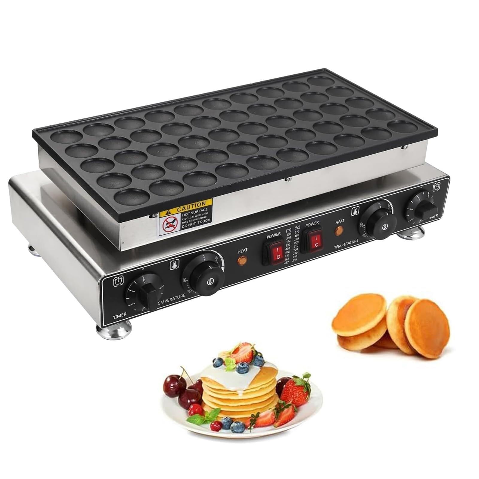 Máquina para Hacer Mini panqueques comerciales de 50 Piezas, máquina para Hornear poffertjes Antiadherente de 1700 W, máquina eléctrica para Hacer dorayaki y Waffles para Cocina, r,