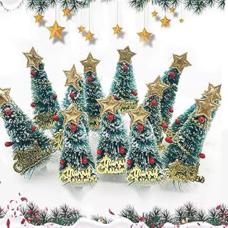 12Pcs Merry Christmas Trees Cake Toppers Snowflake Star Trees Christmas Decoration for Xmas Twinkle DIY Glitter First Birthday Cupcake Topper Cake Smash Candle Alternative Party Ornament DIY Craft