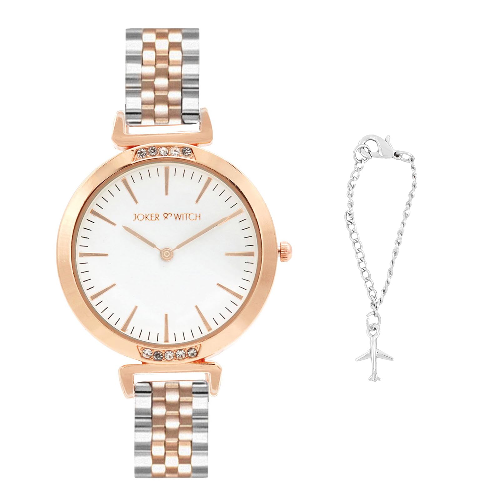 Joker & Witch Stainless Steel Women Fly By Analog White Dial Watch & Charm Set, Band Color:Multicolor (B0C9Q19451) Amazon Price History, Amazon Price Tracker