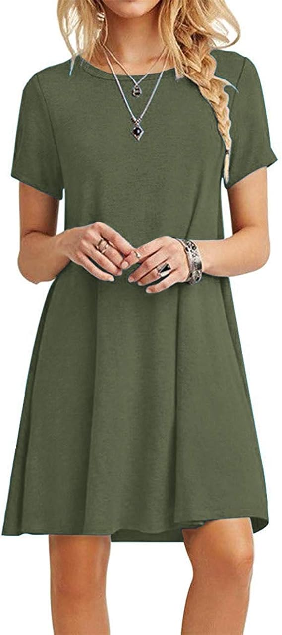 MOLERANI Women's Casual Plain T-Shirt Loose Dress