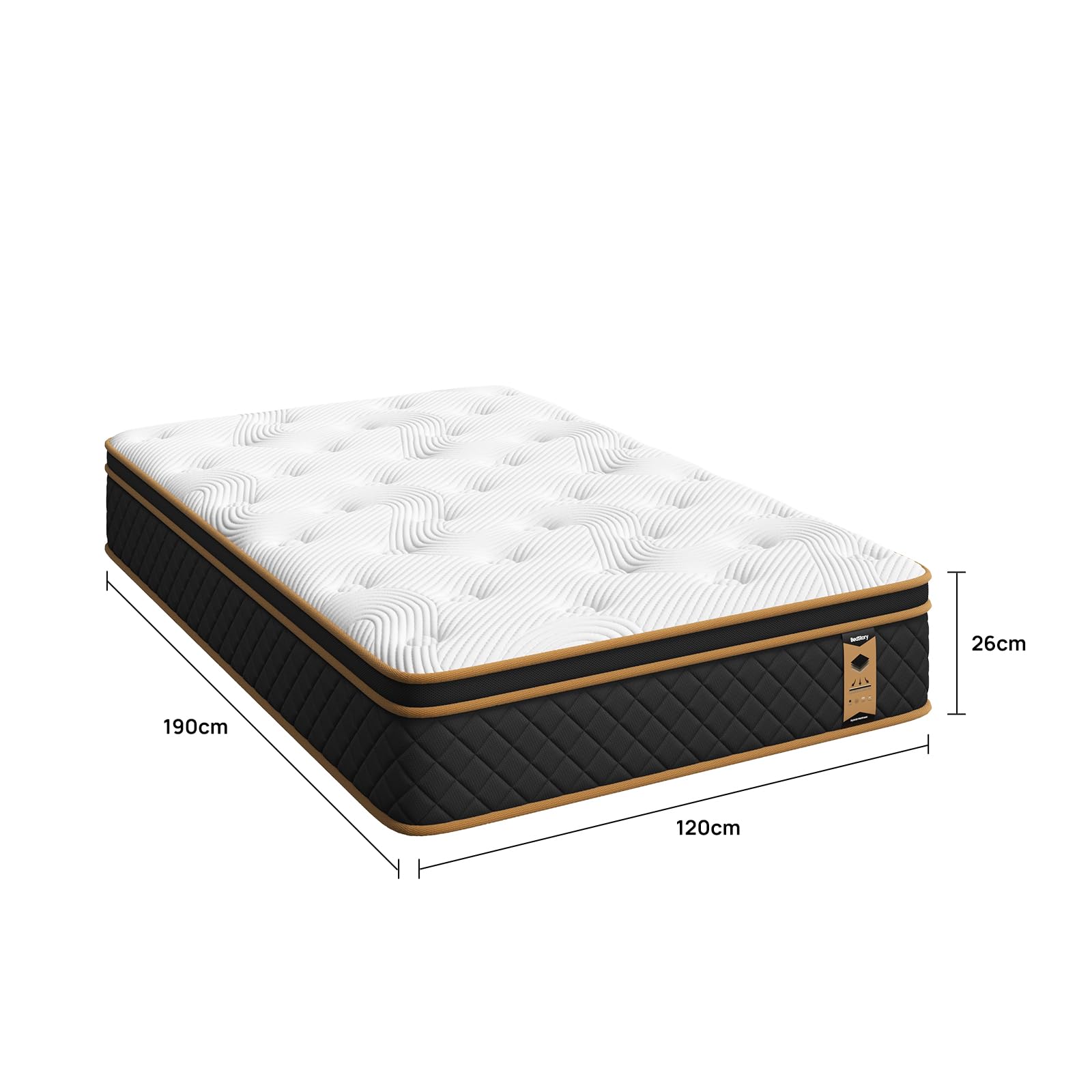 BedStory Materasso 120 x 190 cm, altezza 26 cm, materassi con molle insacchettate, rigidità media, traspirante ed ergonomico, scelta ideale per camere da letto e appartamenti