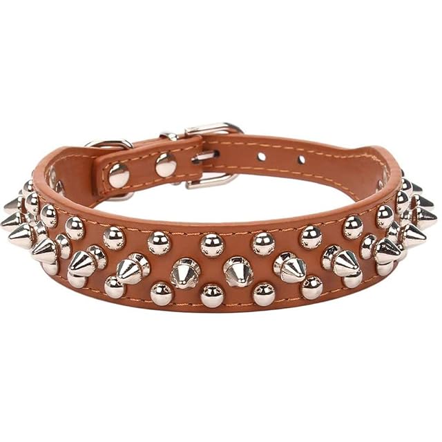 Collar de Cuero para Perro con Tachuelas de Pinchos, Perro Collar Remaches