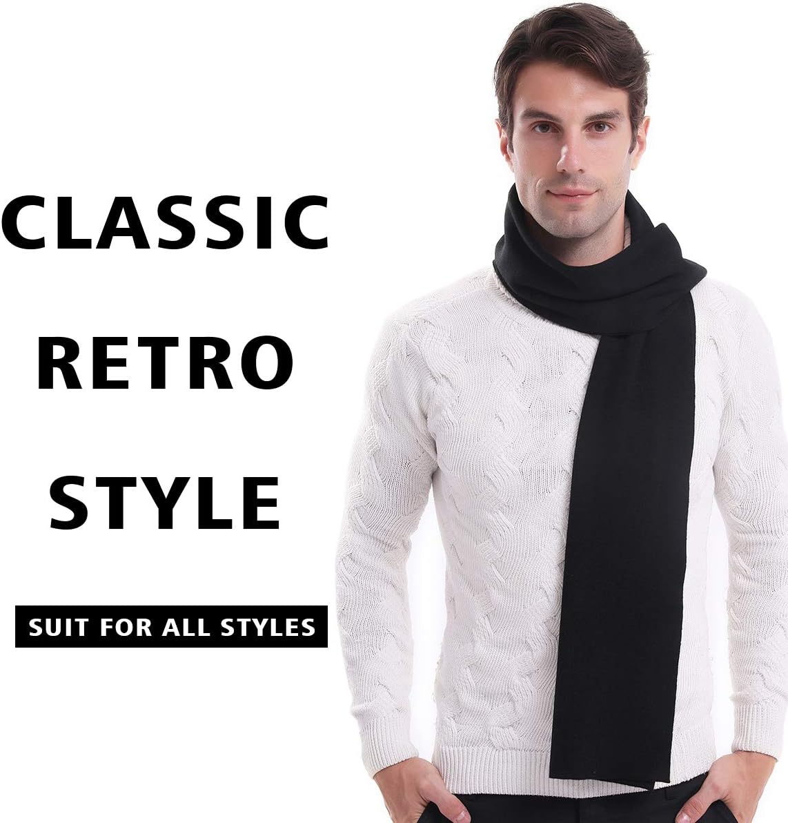 DOVAVA Mens Scarf Winter,30% Merino Wool Scarf for Men Women,Warm Soft Cashmere Australian Wool Scarves for Cold Weather - Image 2