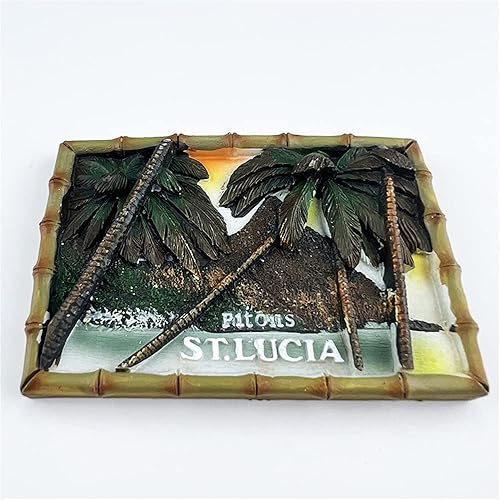 Miniatura 2 de Pitons StLucia - Imán para refrigerador recuerdo de viaje decoración de refrigerador calcomanía magnética 3D pintada a mano