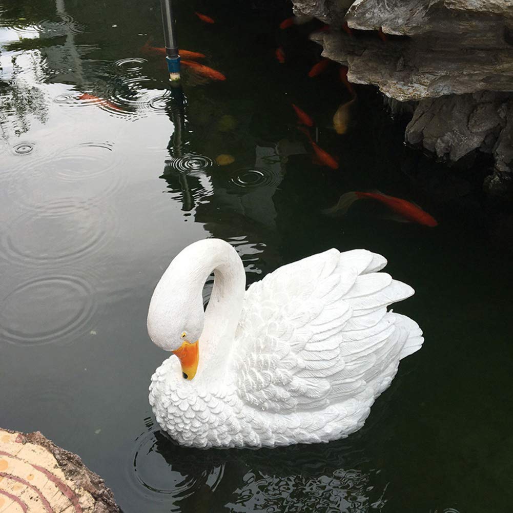Statue de cour extérieure et décoration de bassin : canard blanc pour paysage aquatique