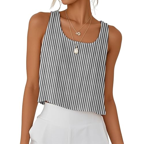 IDEALSANXUN Womens Scoop Neck Crop Tank Tops Spring Summer Sleeveless Tops