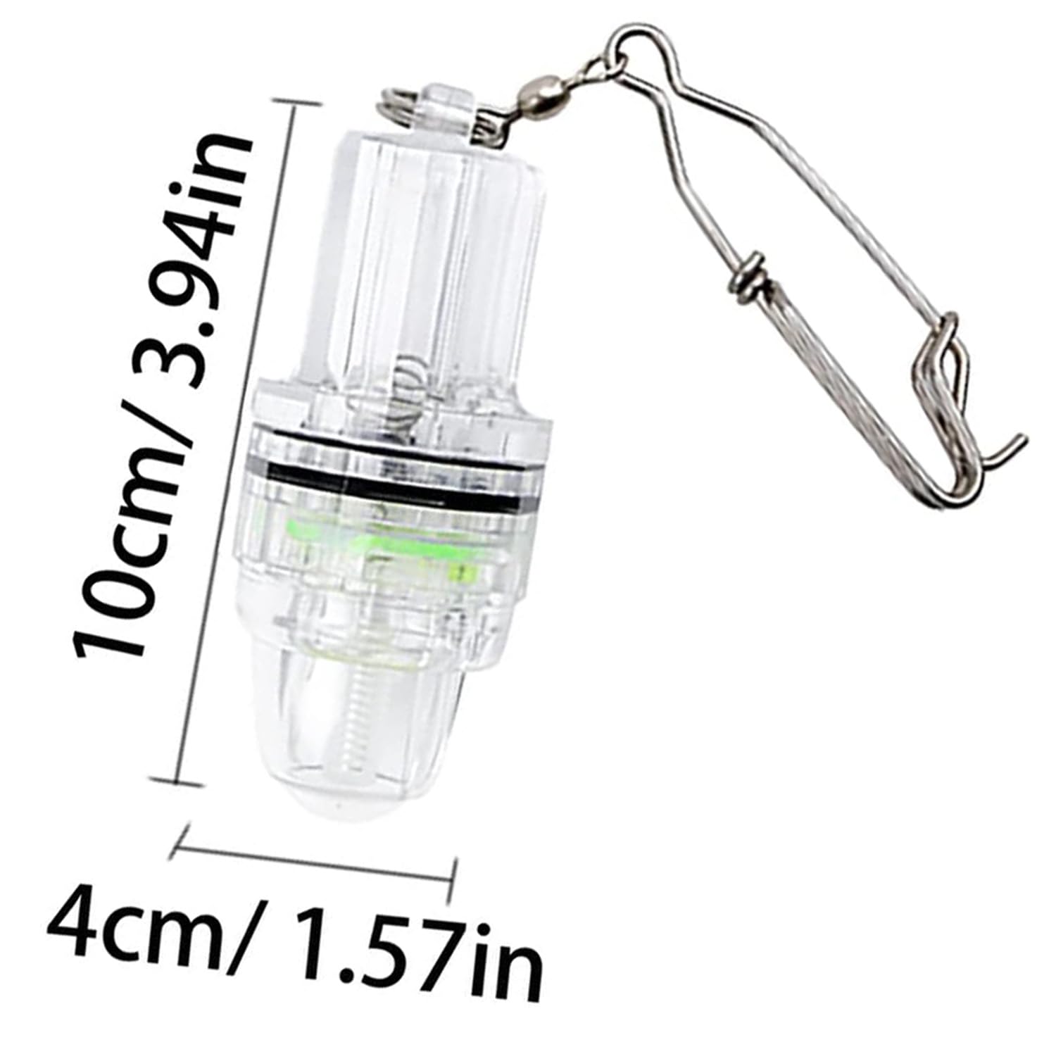 Sxminer 10 Pack LED Fishing Light Deep Drop Underwater Fishing Lights Super Bright LED Green Fishing Lights with Stainless Steel Long Line Clip Fish Attracting Light for Swordfish Tuna Grouper 2100 ft