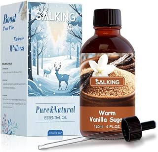 SALKING Warm Vanilla Sugar Fragrance Oil, 120ml (4 Fl Oz) Premium Essential Oils for Diffuser, Candle Scents for Candle Making, Soap Making Supplies, Diffuser Oil Scents, Holiday Gifts