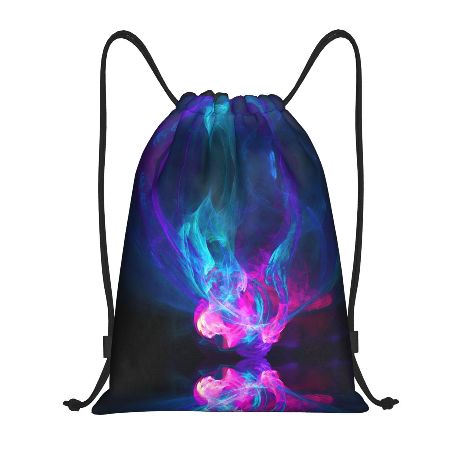 PIXOLE Colorful Tulips printed Drawstring Backpack Water Resistant String Bag Sports Sackpack Gym Sack, for Men Women, Cool Blue and Purple, M