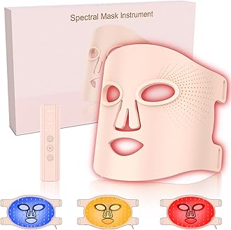 LED Face Mask - Light Therapy Mask for Acne Treatment - Red Light Therapy Mask with Individually Controlled Lights of Red/Blue/Yellow - Suitable for Travel and Home Use Anywhere