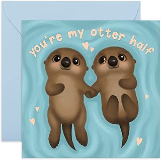 Happy Anniversary Card - You're my Otter Half - Otter Valentines Card - Wedding Anniversary Card for Him Her - Romantic Valentine's Day Card for Husband Wife Girlfriend Boyfriend - By Central 23