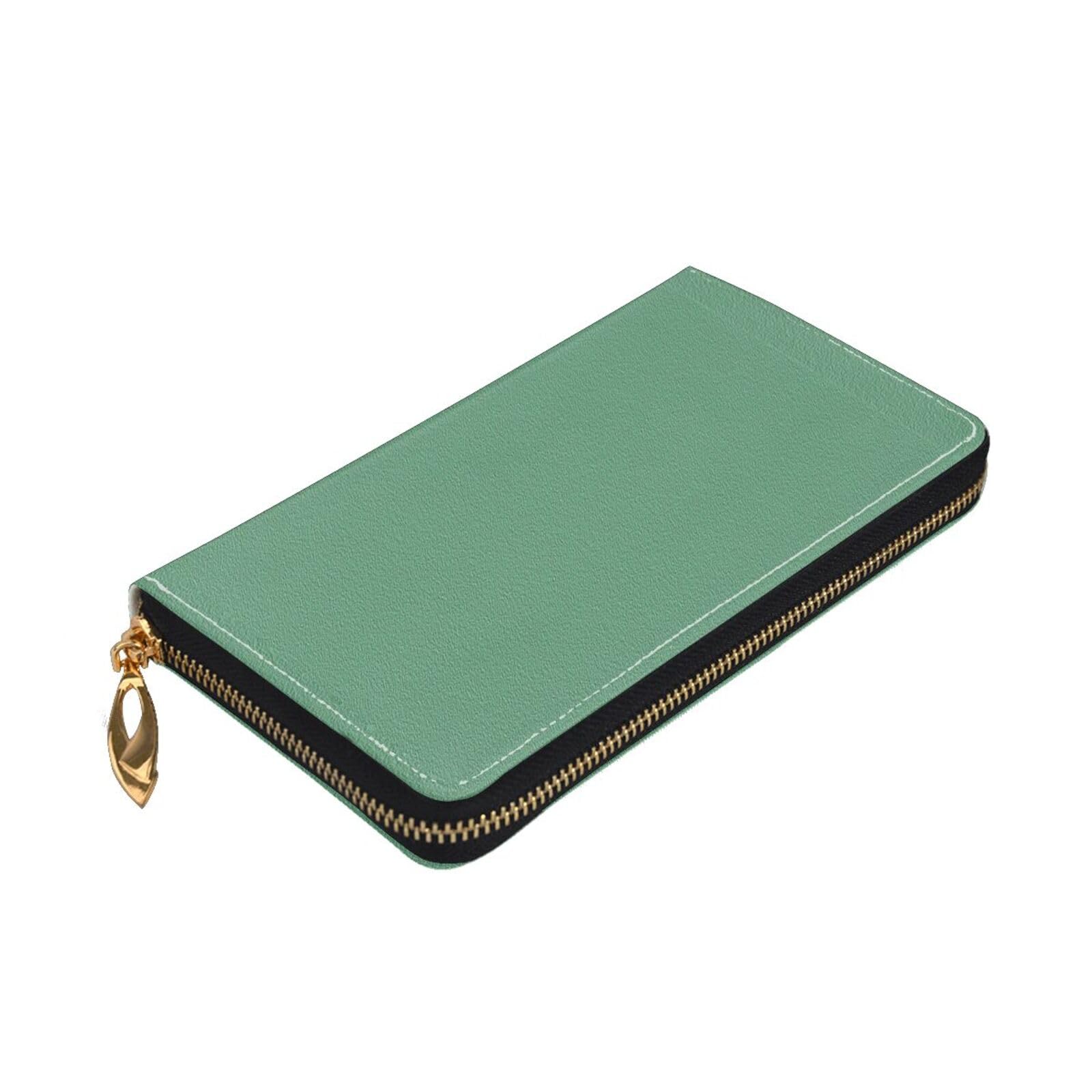 Cartera larga de piel con cremallera y patrón azul, Cartera larga 4