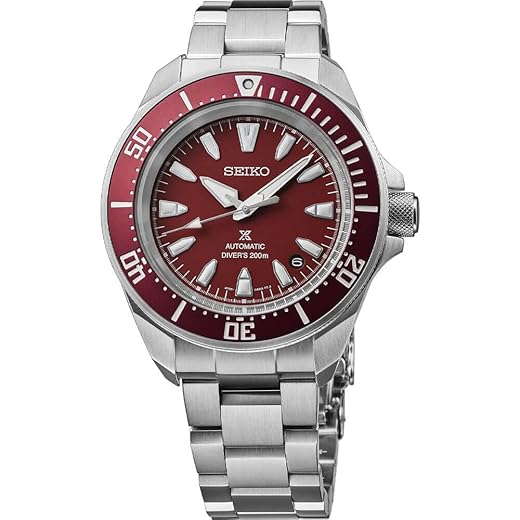 SEIKO Relógio masculino SRPL11 Prospex, Vermelho, Moderno