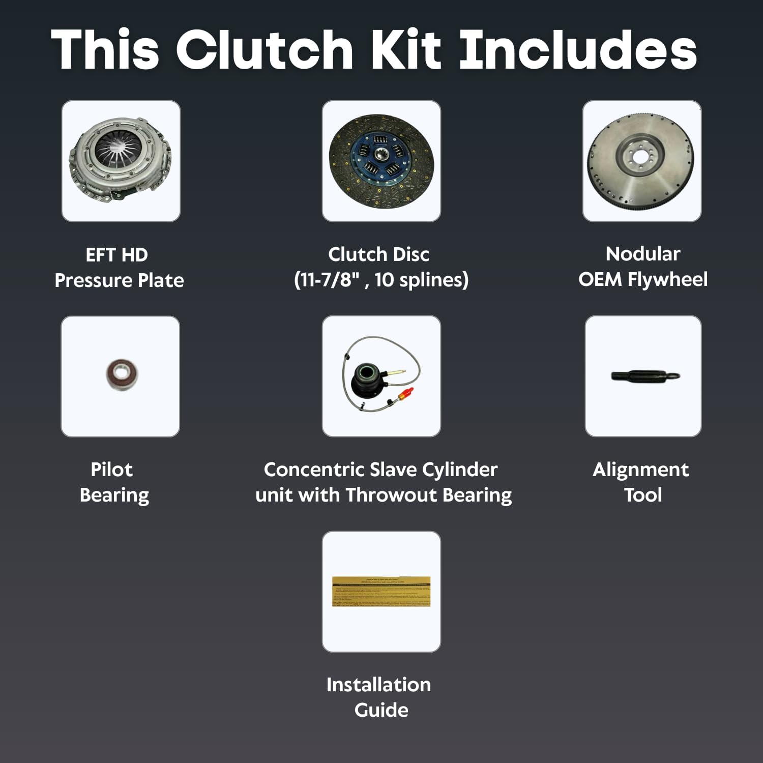 EFT HD OEM Clutch Slave Kit With Flywheel for 2001-2006 Chevy Silverado 1500 & 2001-2007 GMC Sierra 1500 4.8L V8 - Heavy Duty Performance Upgrade - Precise Fit - Offers 12 Month Brand Warranty