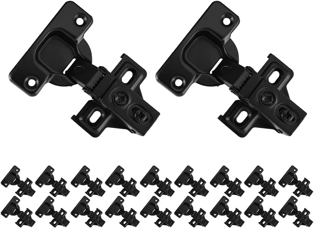 JQK Door Hinges Black, Soft Closing 1/2" Partial Overlay